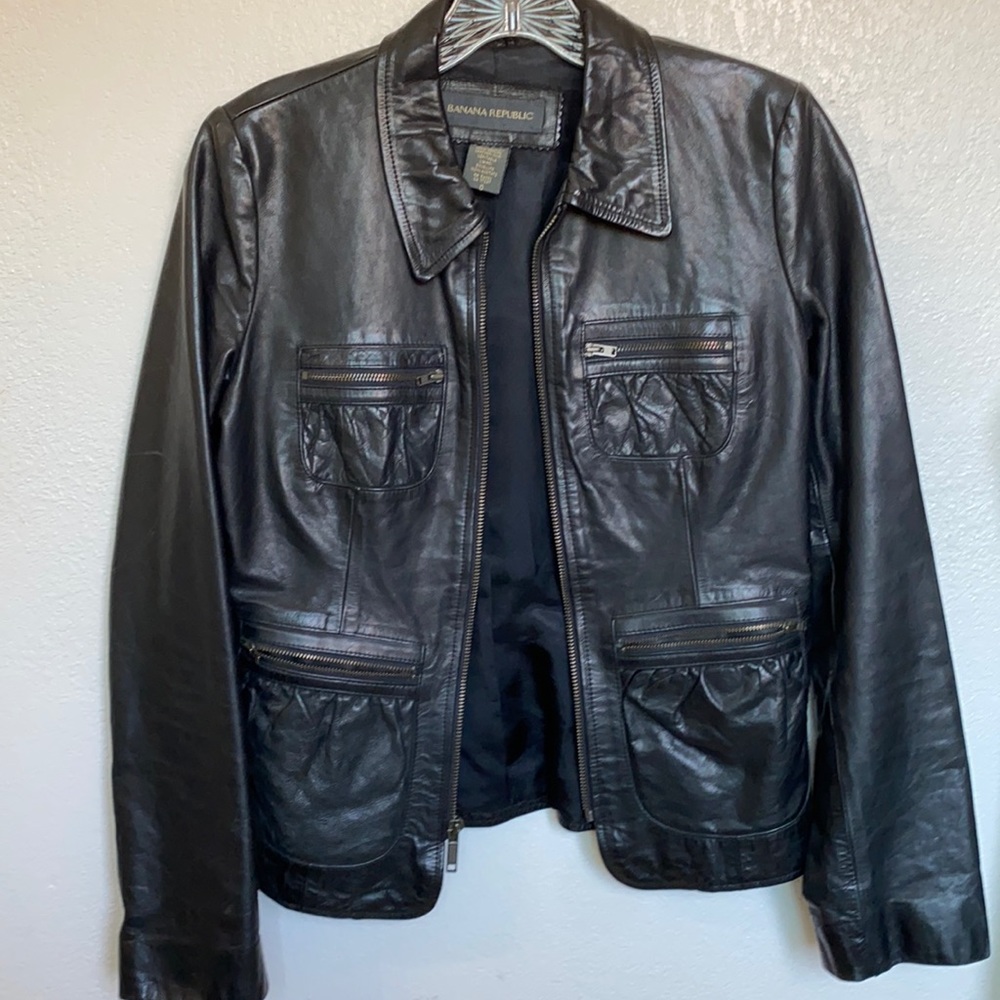 Banana Republic size 0 blk leather jacket